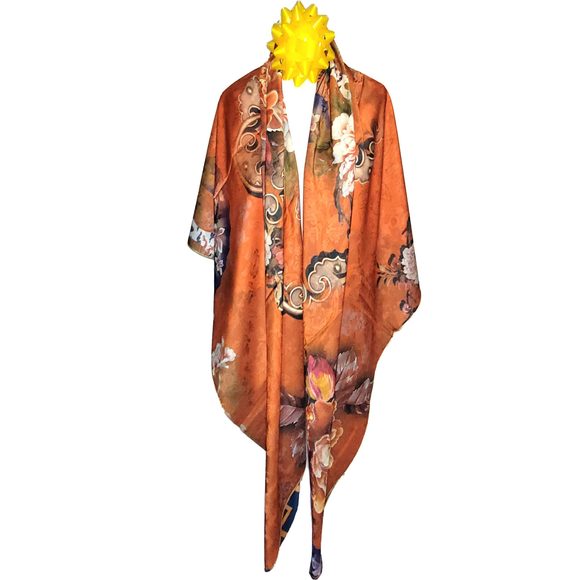 NWT Double Sided Silk Scarf 53"x53" Large Square Shawl Wrap XiangYunShal 22751 - Picture 15 of 16